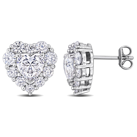 Moissanite heart shape halo studs