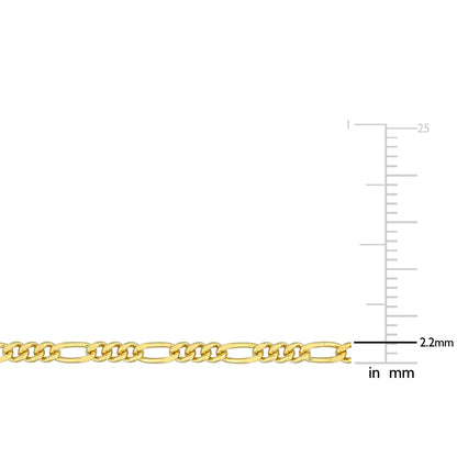2.2MM Yellow Silver Figaro Necklace