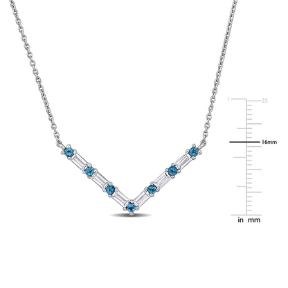 Blue Topaz and White Topaz V Necklace