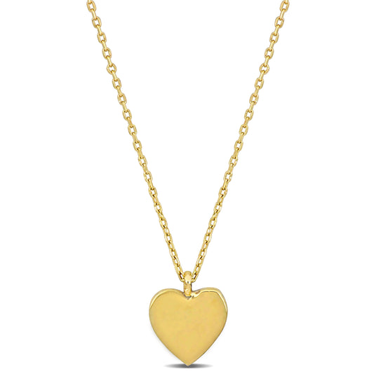 14K Yellow Gold Children's Heart Pendant Necklace w/Spring Ring Clasp 17