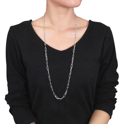 SILVER 5MM DIAMOND CUT OVAL LINK NECKLACE W/ LOBSTER CLASP LENGTH (INCHES): 32
