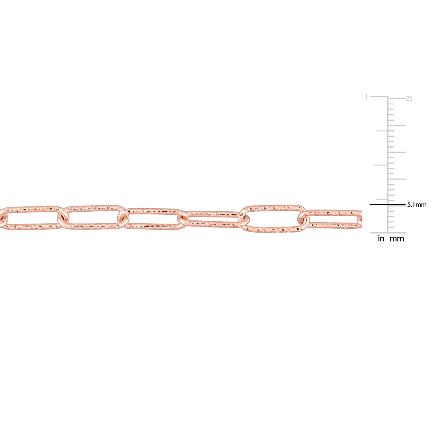 5MM Diamond cut paperclip necklace Rose plated 24"