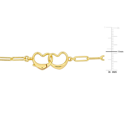 Double heart clasp necklace silver