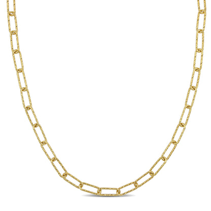 SILVER YELLOW 5MM FANCY CUT OVAL LINK NECKLACE W/ LOBSTER CLASP LENGTH (INCHES): 18