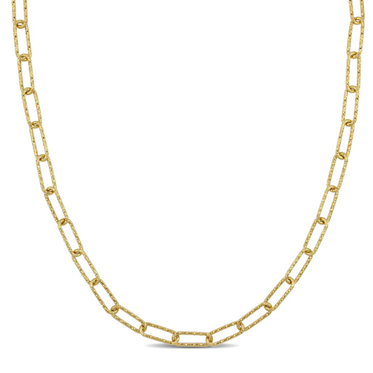SILVER YELLOW 5MM FANCY CUT OVAL LINK NECKLACE W/ LOBSTER CLASP LENGTH (INCHES): 18