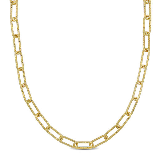 SILVER YELLOW 6MM FANCY CUT OVAL LINK NECKLACE W/ LOBSTER CLASP LENGTH (INCHES): 18