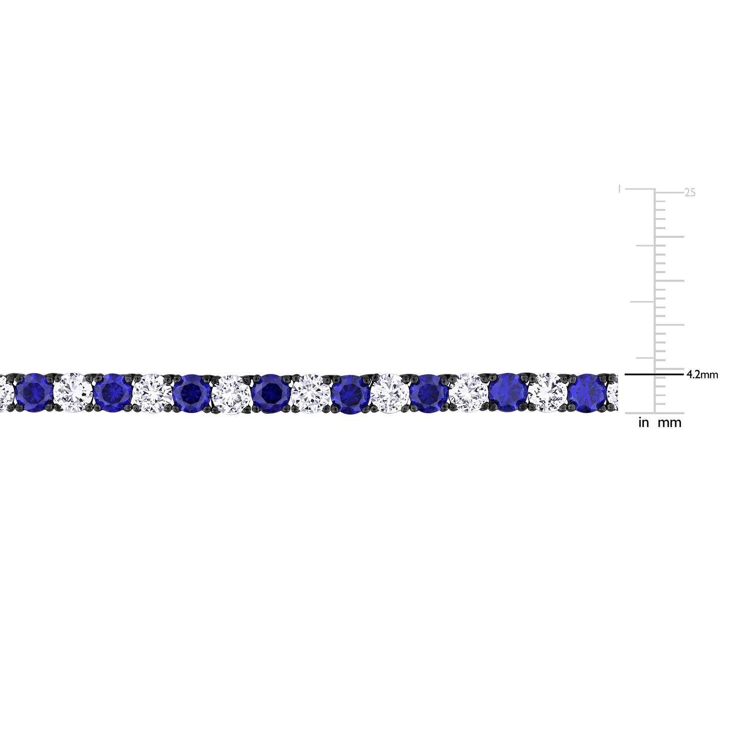 White and Blue Sapphire Necklace in Silver with Black Rhodium