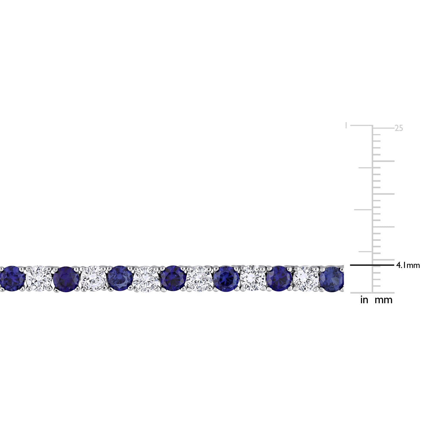 33 ct TGW Created blue sapphire and created white sapphire necklace silver white tongue and groove clasp length (inches): 17