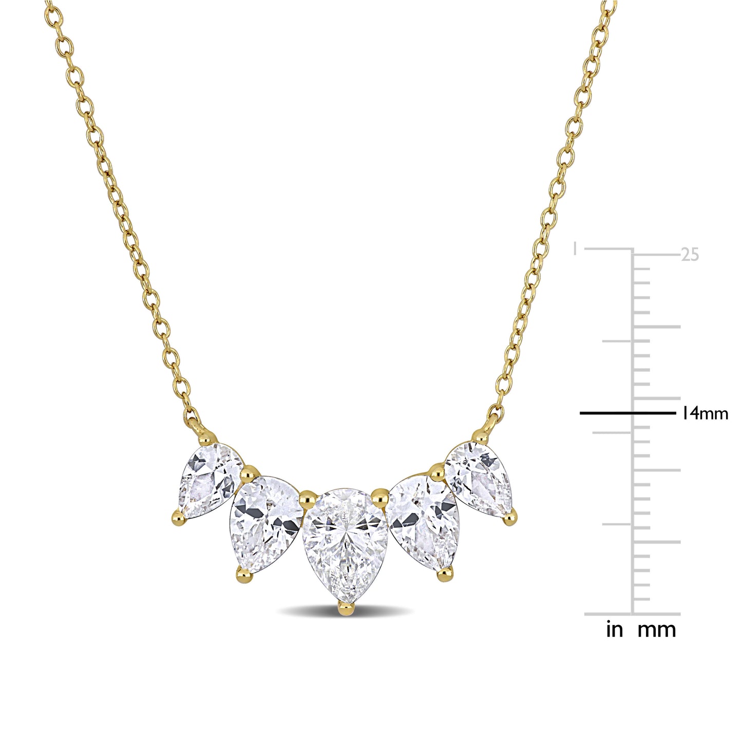 Five Stone Pear Cut White Sapphire Necklace