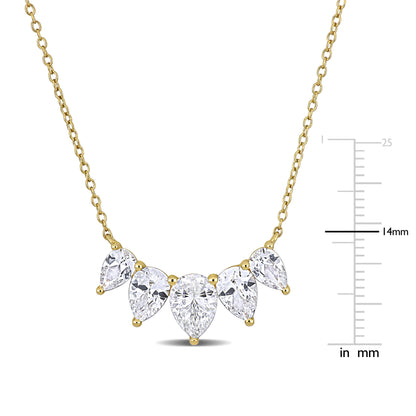 Five Stone Pear Cut White Sapphire Necklace