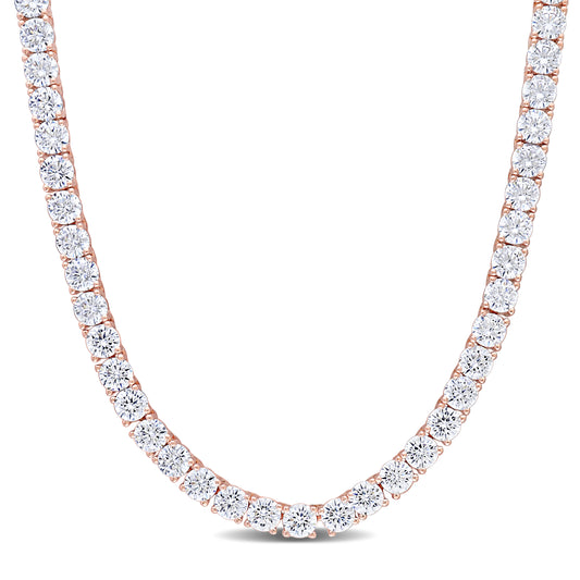 Cubic Zirconia Tennis Necklace Silver Rose