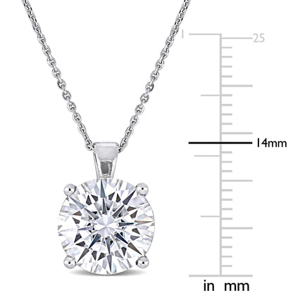 3 1/2 CT DEW Created Moissanite-White Solitaire Pendant With Chain 14k Gold White