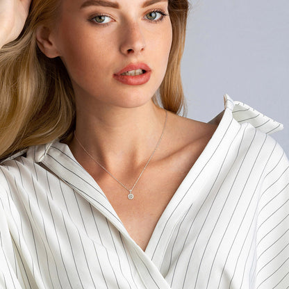 2 CT DEW Created Moissanite-White Solitaire Pendant With Chain 14k White Gold