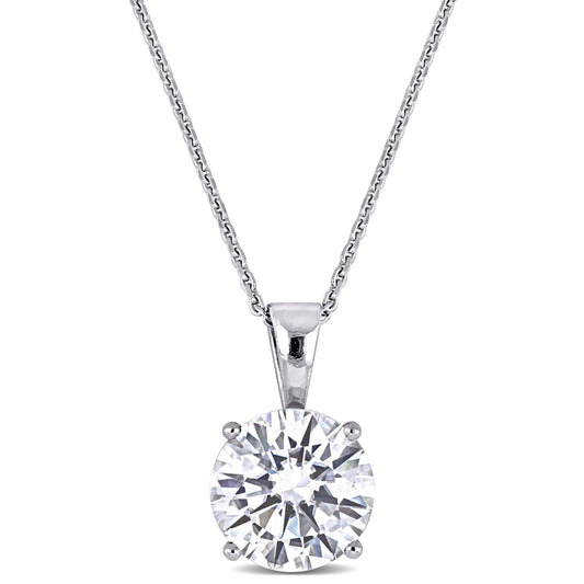 2 CT DEW Created Moissanite-White Solitaire Pendant With Chain 14k White Gold