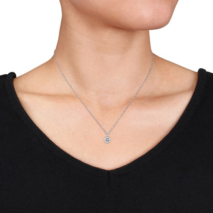 2 CT DEW Created Moissanite-White Solitaire Pendant With Chain 14k White Gold