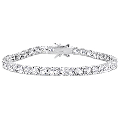 14 1/4 ct TGW Created white sapphire bracelet silver